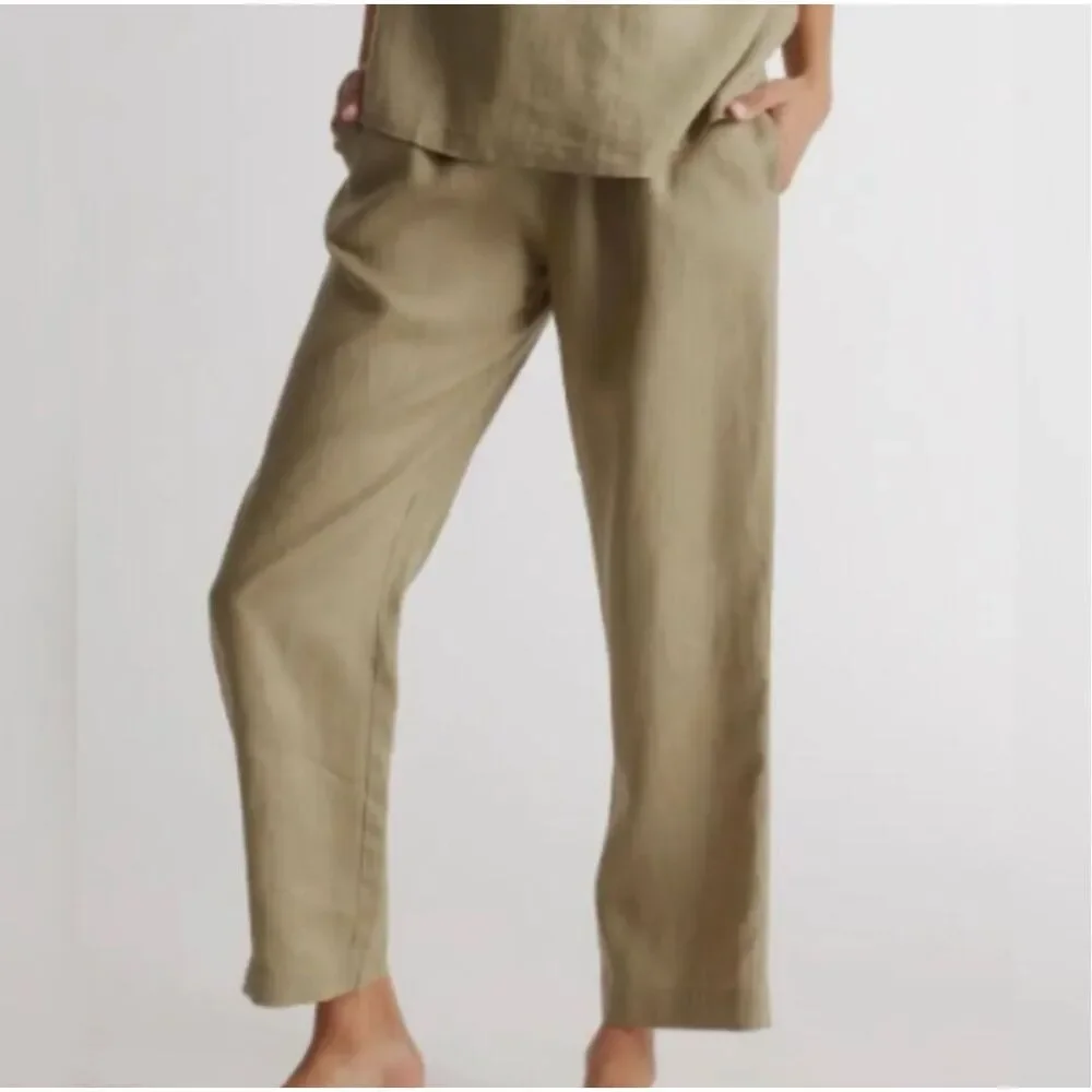 ✨Quince 100% European Linen Washed Olive Sz Small Pants✨